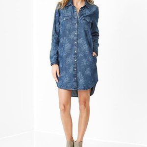 GAP 1969 XS Chambray Floral Western Denim Dress